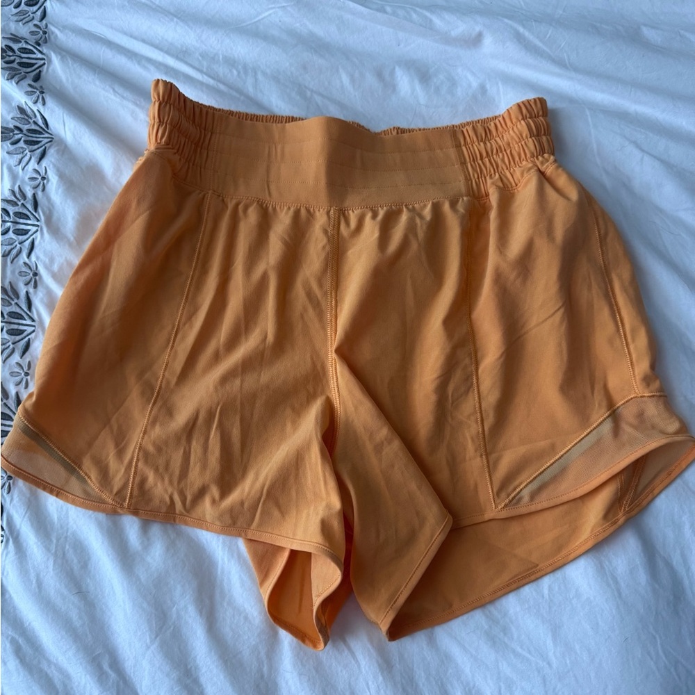Lululemon Hotty Hot Orange Athletic Shorts HR  4"  Size 6